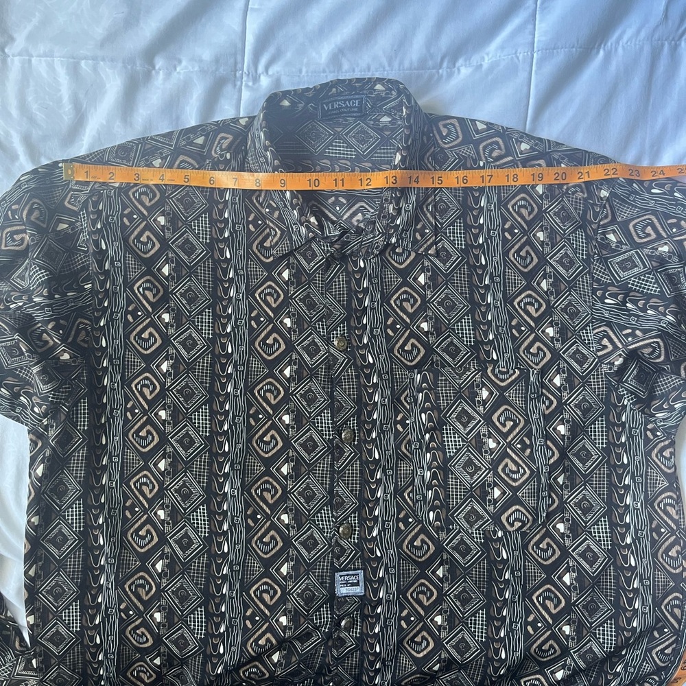Versace.Geometric Patterned Black and Brown Shirt - Picture 8 of 9